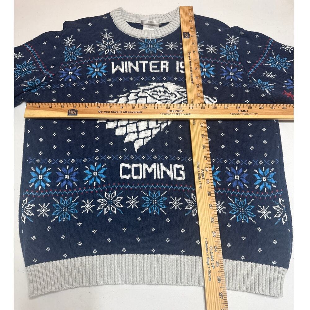 Game of Thrones "Winter Is Coming" Navy Blue Fantasy Crew Neck Sweater S Large - Picture 9 of 12